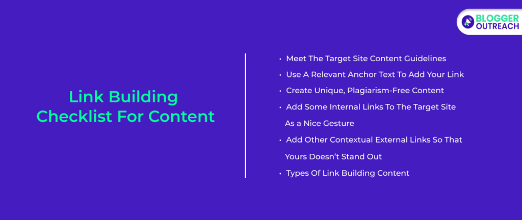 Link Building Checklist For Content